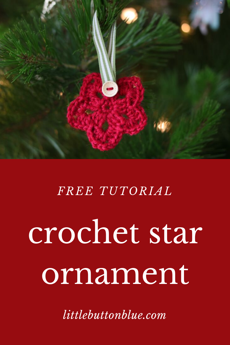 Pinterest image Free Tutorial Crochet Star Ornament
