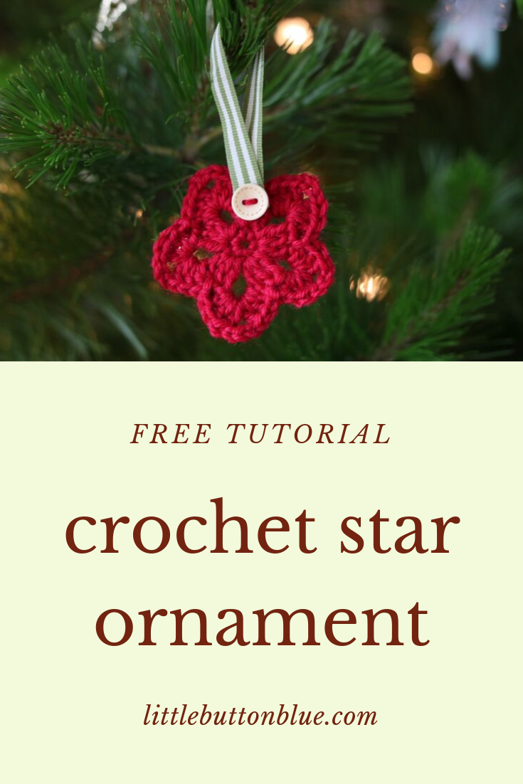 Pinterest image Free Tutorial Crochet Star Ornament